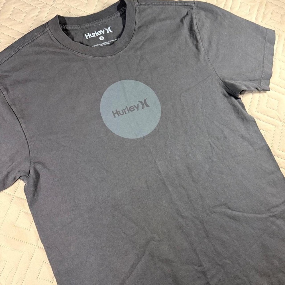 Hurley Men S T-Shirt Gray Cotton Graphic Logo Relaxed SKATER STREET EVERYDAY